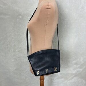 Vintage 90s Paloma Picasso Black Leather Shoulder Bag
